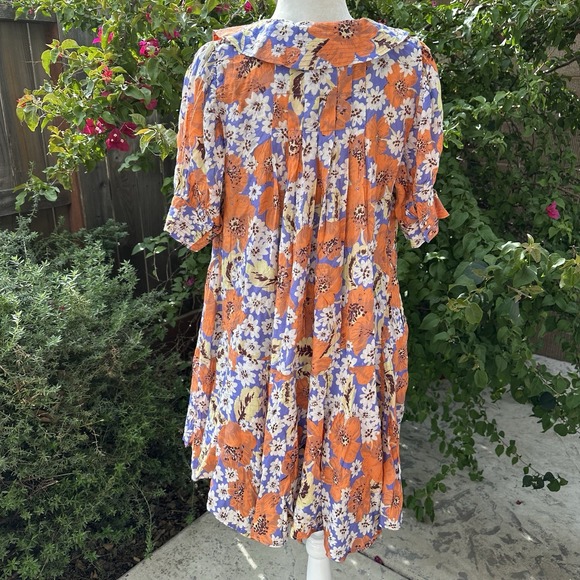 NEW FREE PEOPLE SUGAR‎ CRUSH FLORAL DROP WAIST BABYDOLL MINI DRESS SZ Medium - Picture 4 of 10